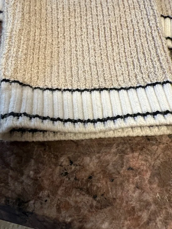 Karl Lagerfeld Beige Knit Cardigan with Black & White Trim - Picture 4 of 6